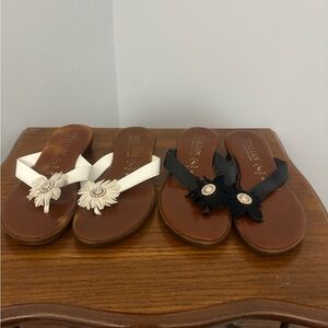 Italian Shoemakers Black and White Floral Sandals